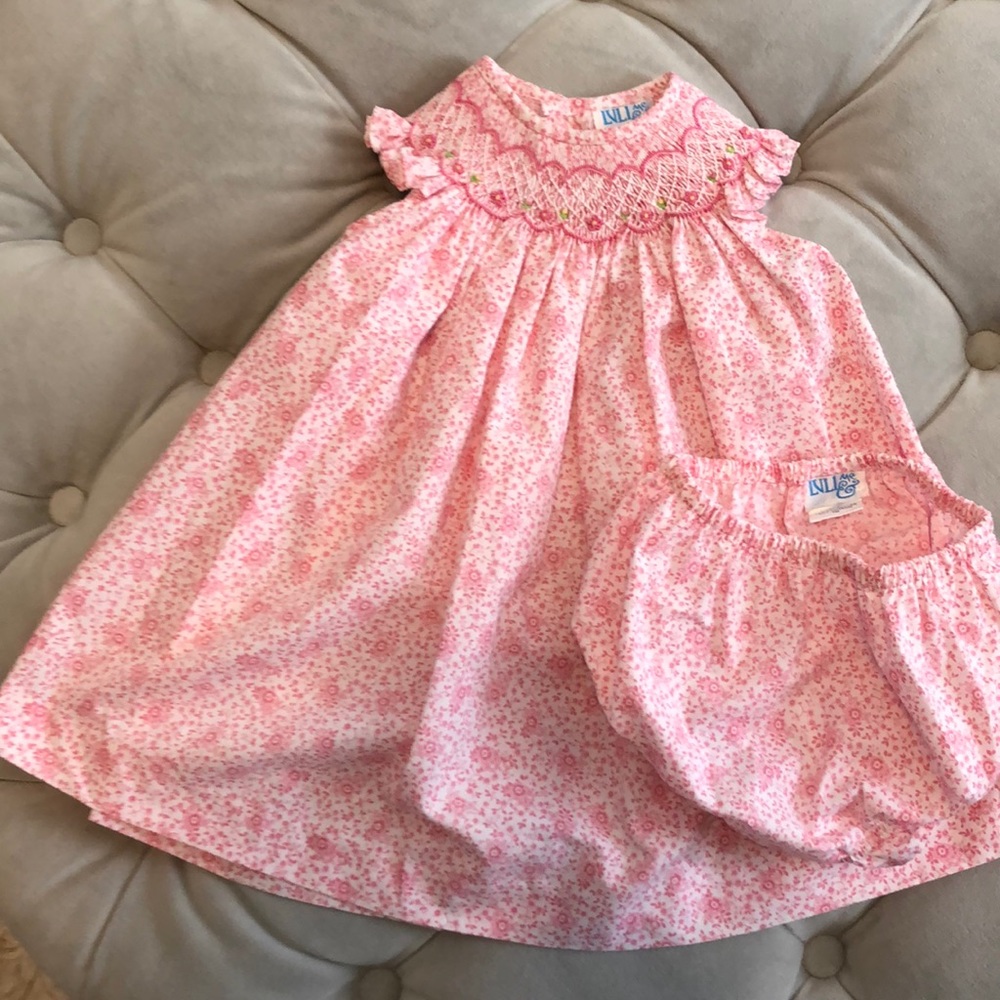 Luli & Me smocked baby dress- size 9 months
